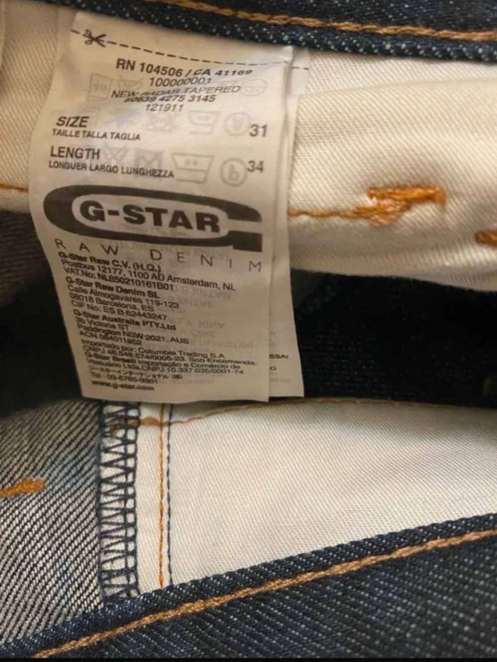 G-Star Raw GS01 New Radar Tapered Jeans Dark Indigo 31x34 NWOT Retail $185